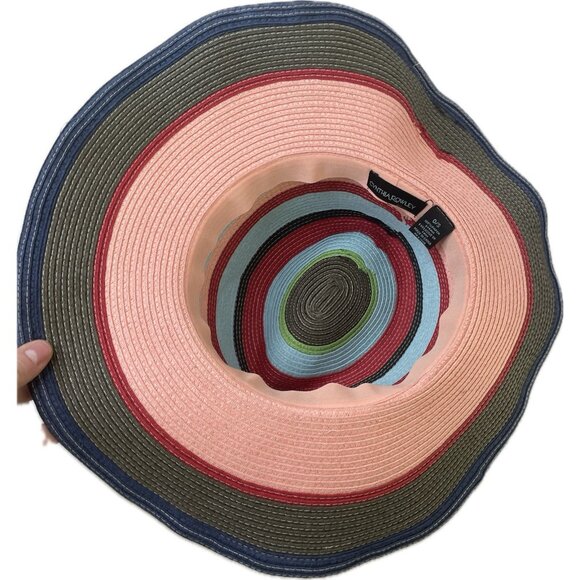 Cynthia Rowley Boho Hippie Wide Brim Sun Hat Multicolor Striped OS - Picture 6 of 7